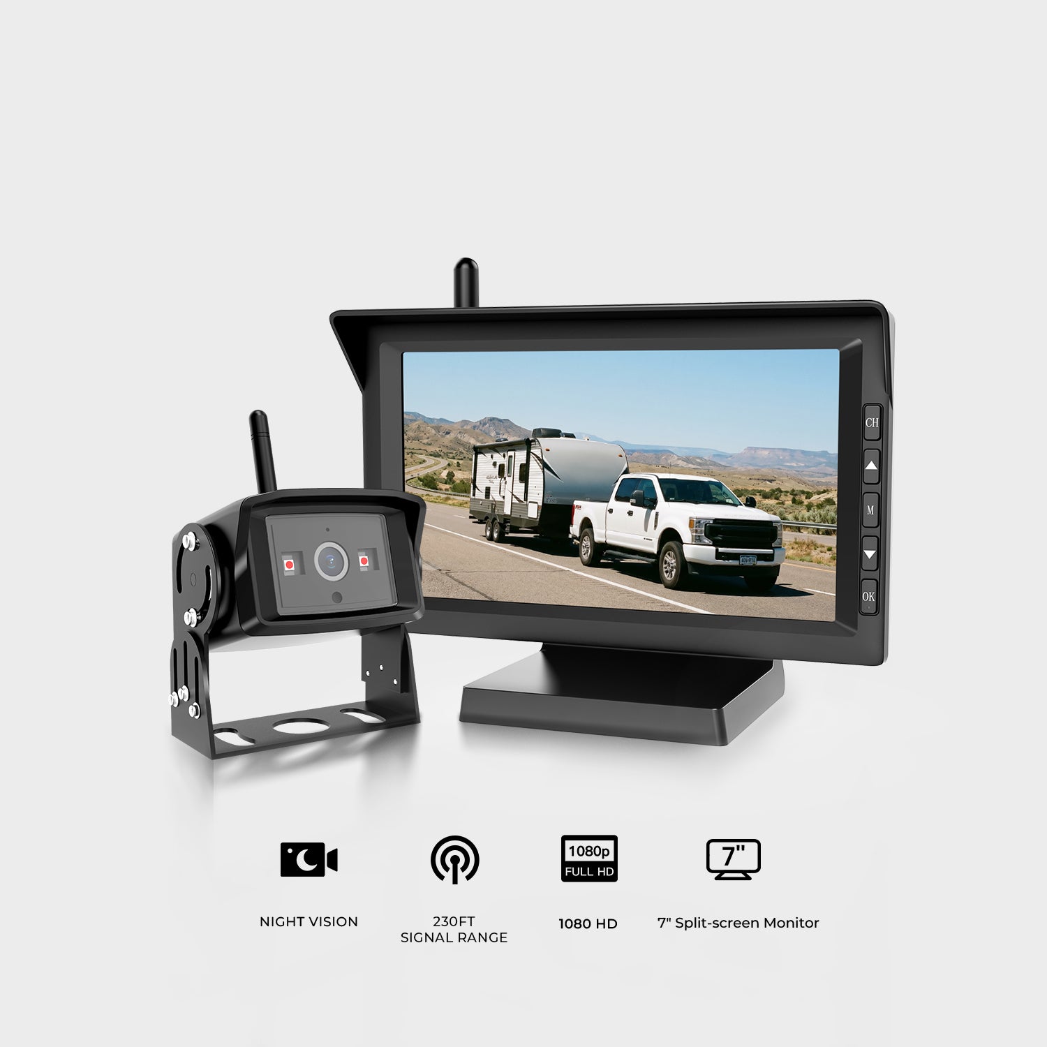 AUTO-VOX W10 7インチ バックカメラモニターセット W10 1080P Wide-Angle Backup Camera with Dual Cam Support – AUTO-VOX