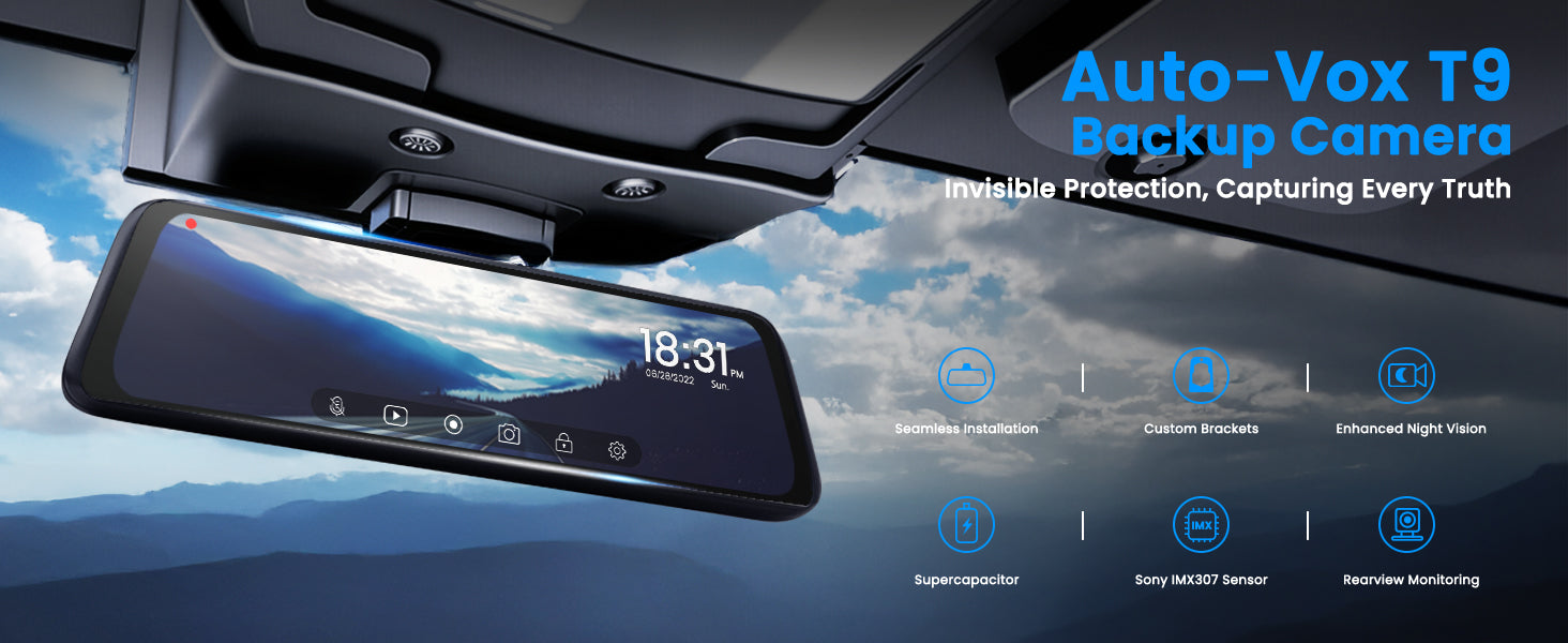 上品コーデはコレで安心！ T9 1 in 2 Dashcam & Camera Backup Screen Touch Full 1080P カーナビ
