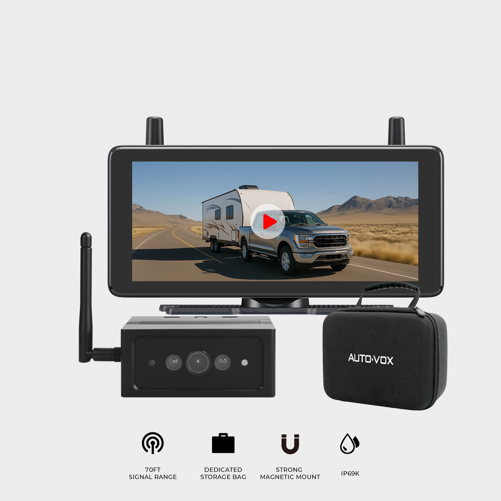 Solar4B Max 1080P Magnetic Wireless Backup Camera with DVR Loop Recording