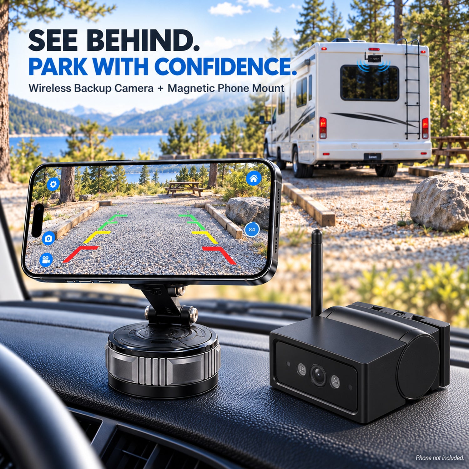 S4W Solar Magnetic WiFi Backup Camera for iPhone & Android