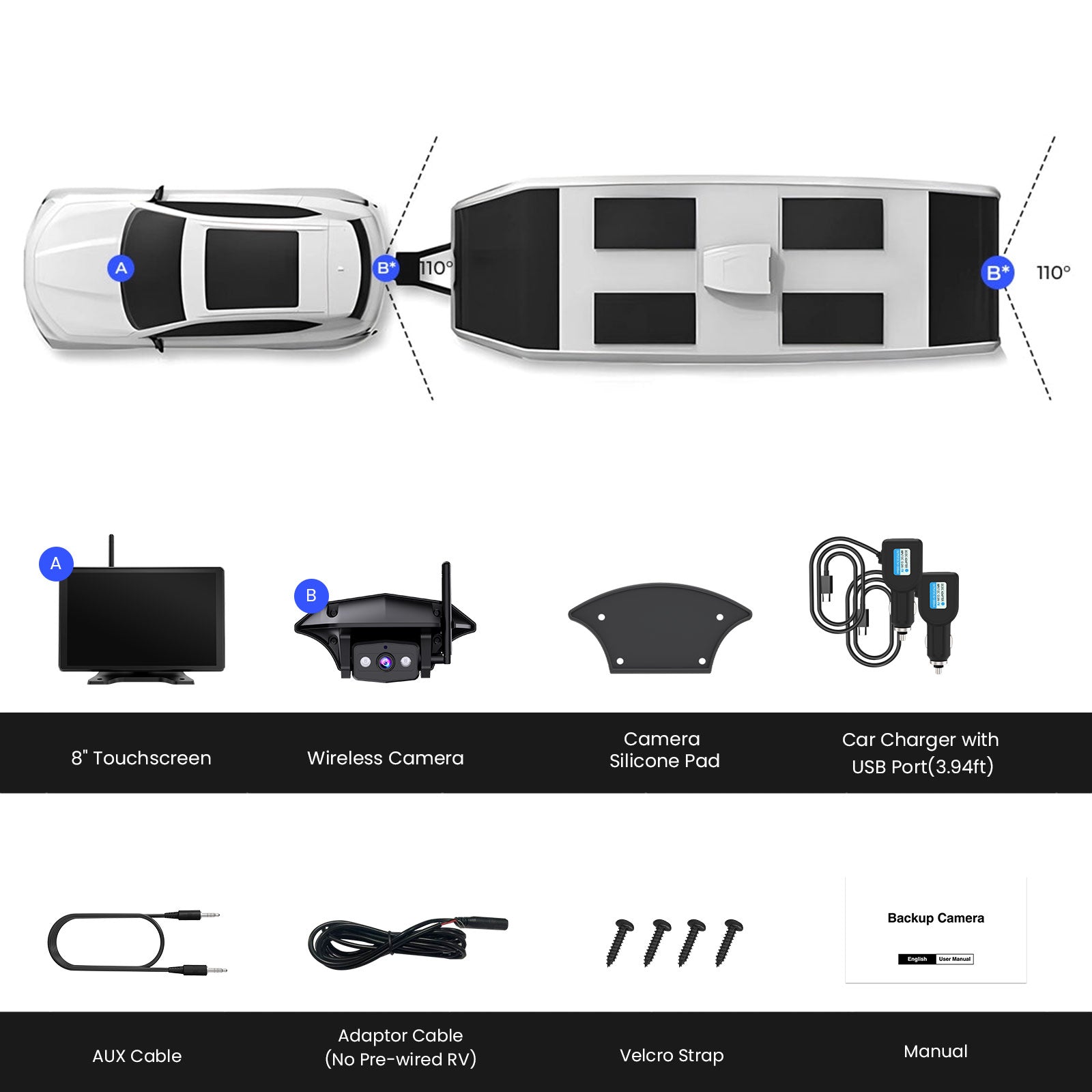 Vista RC08 Upgraded RV Backup Camera with CarPlay