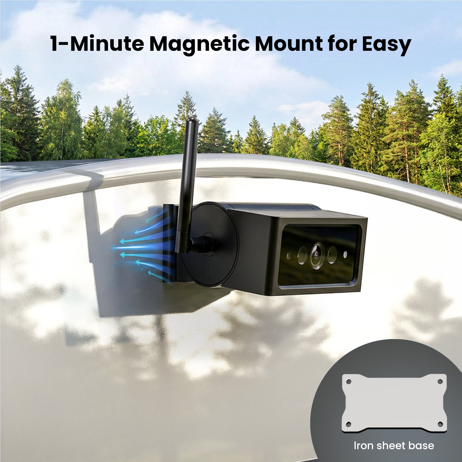 Solar4 B 1080P Magnetic Portable Backup Camera Wireless with 5" Monitor for RV and Camper Trailer