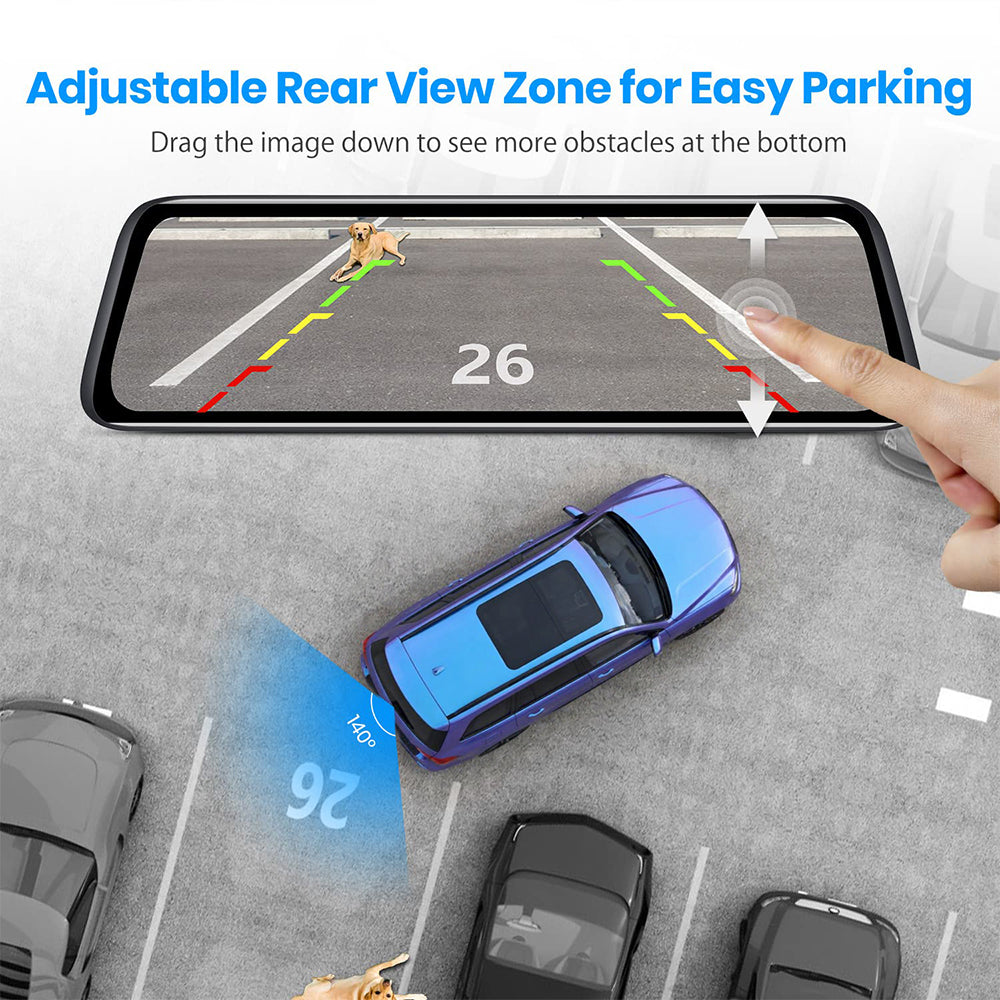 T9 1080P Full Touch Screen Backup Camera & Dashcam 2 in 1