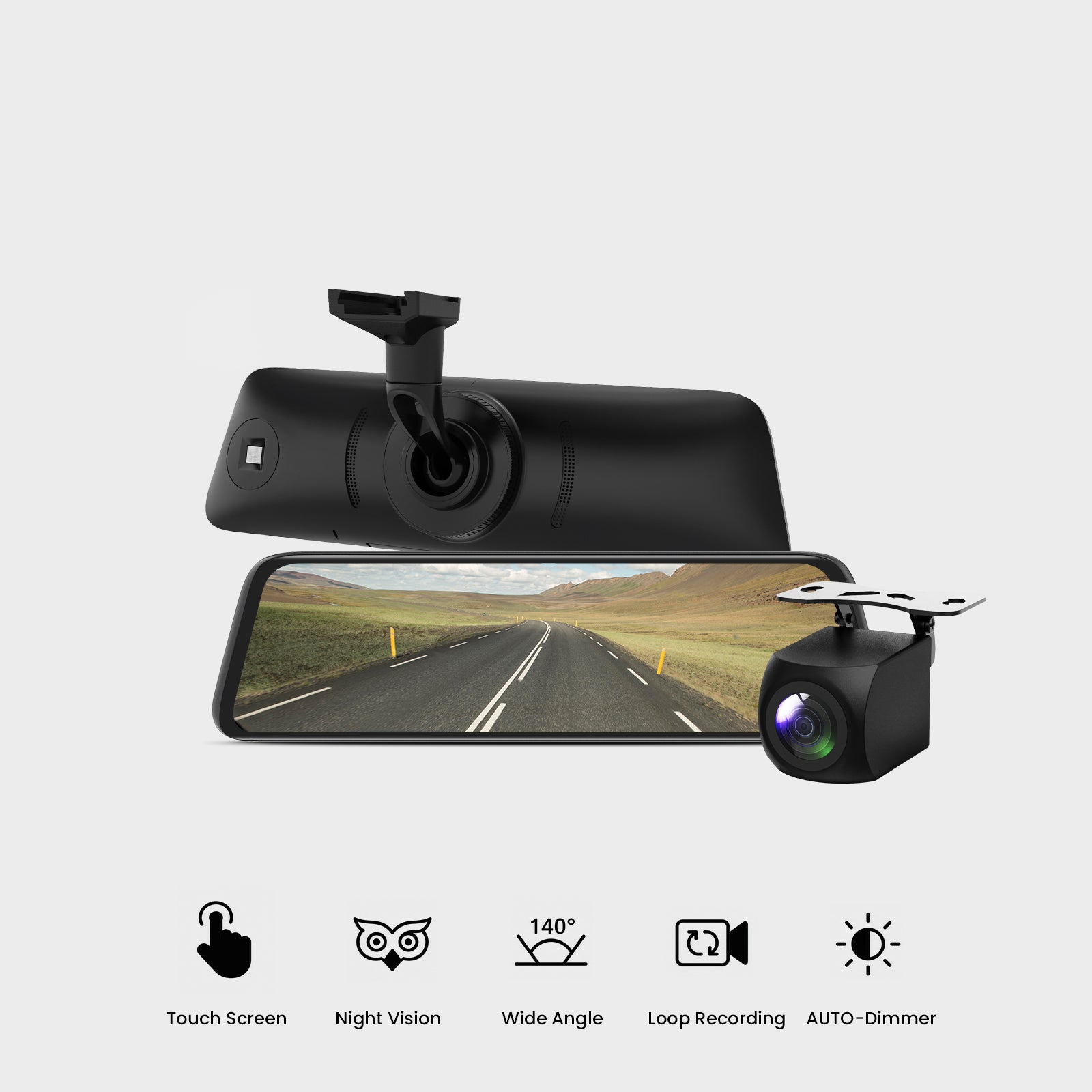 T9 1080P Full Touch Screen Backup Camera & Dashcam 2 in 1