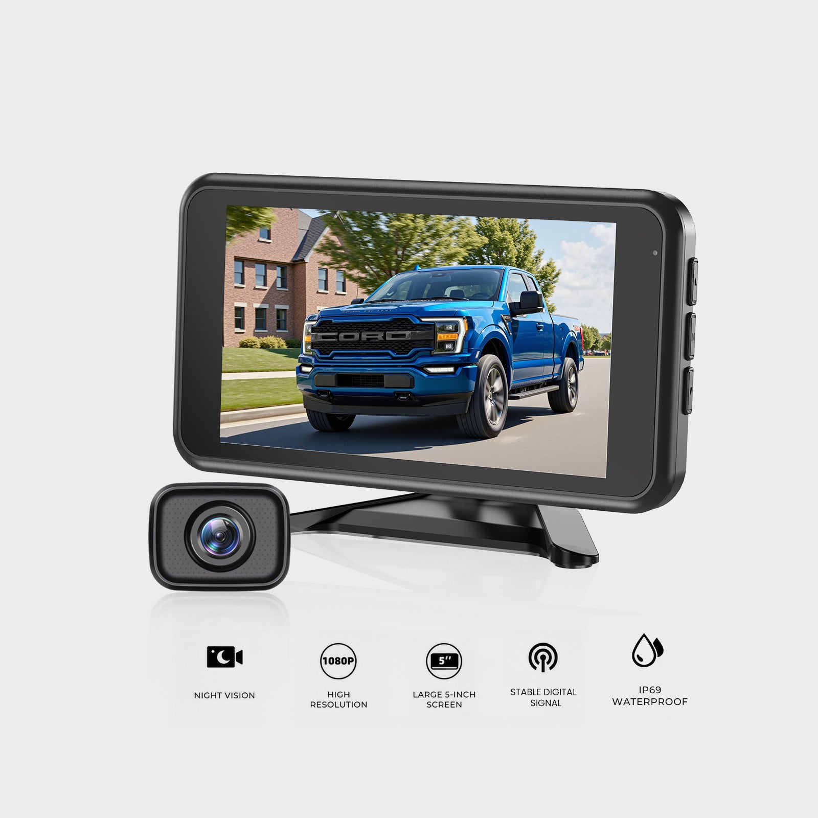 W12 1080P Wireless Backup Camera 5" Monitor Dual Camera Support