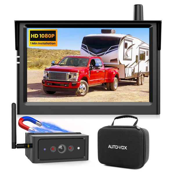 Solar4 B 1080P Magnetic Portable Backup Camera Wireless with 5" Monitor for RV and Camper Trailer