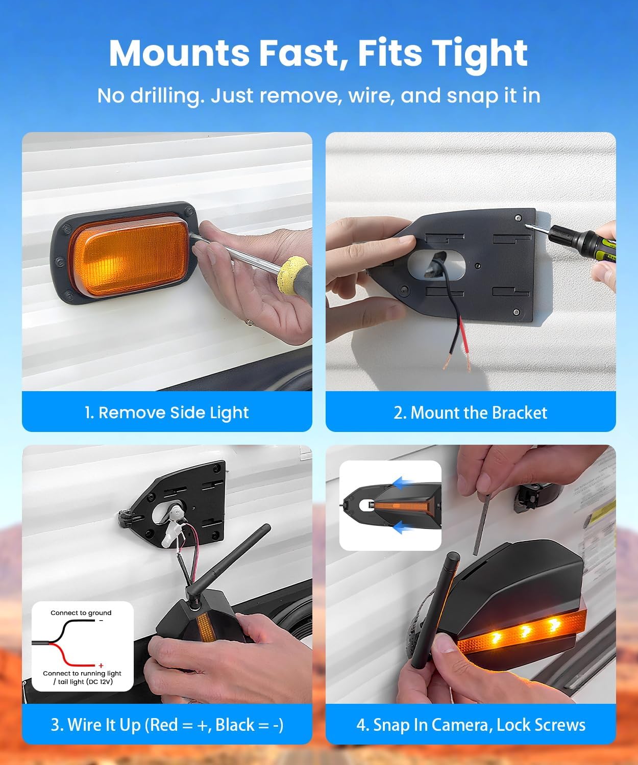 Left/Right Side Cameras For WF1 RV Camera System