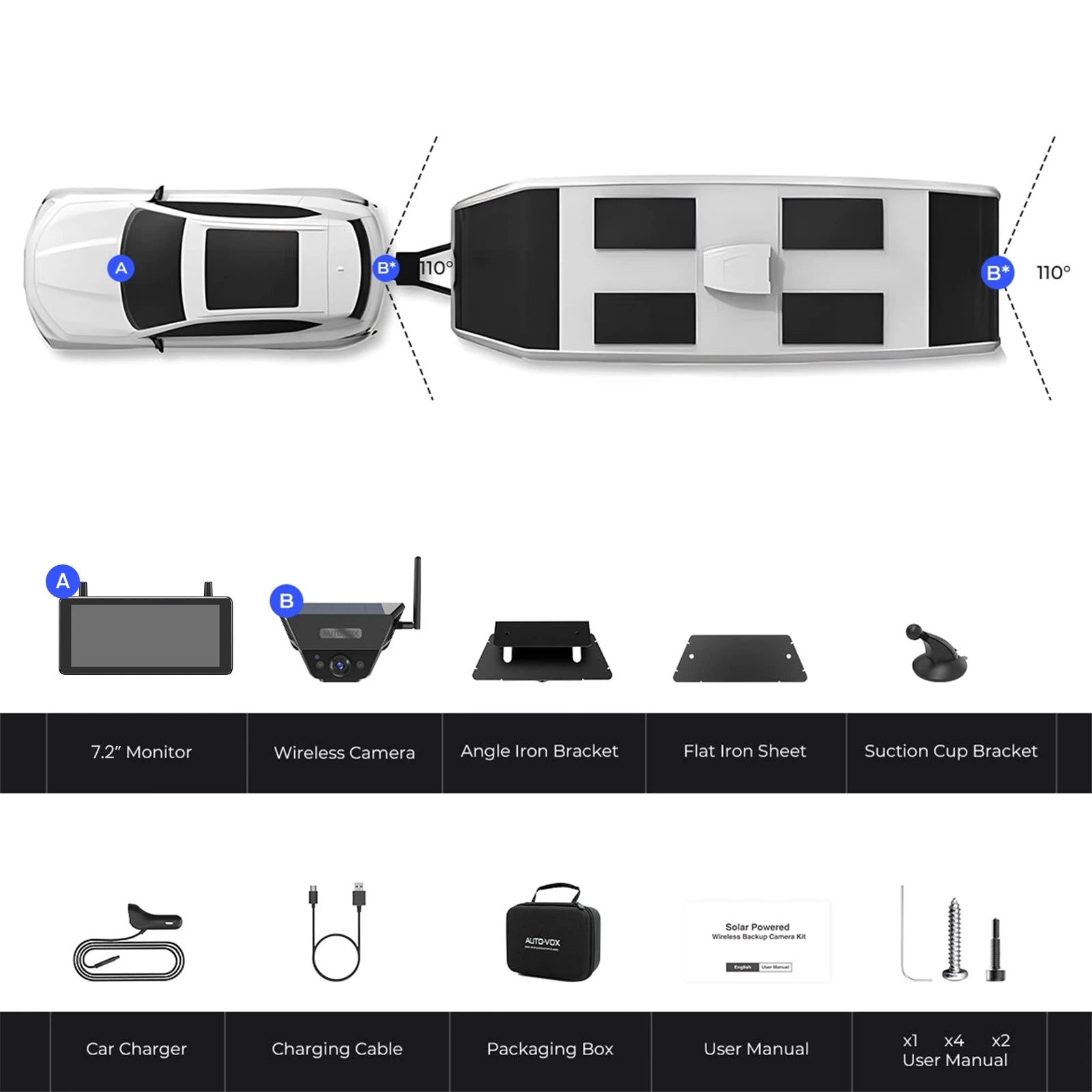 Solar 5B RV Magnetic Backup Camera with Loop Recording