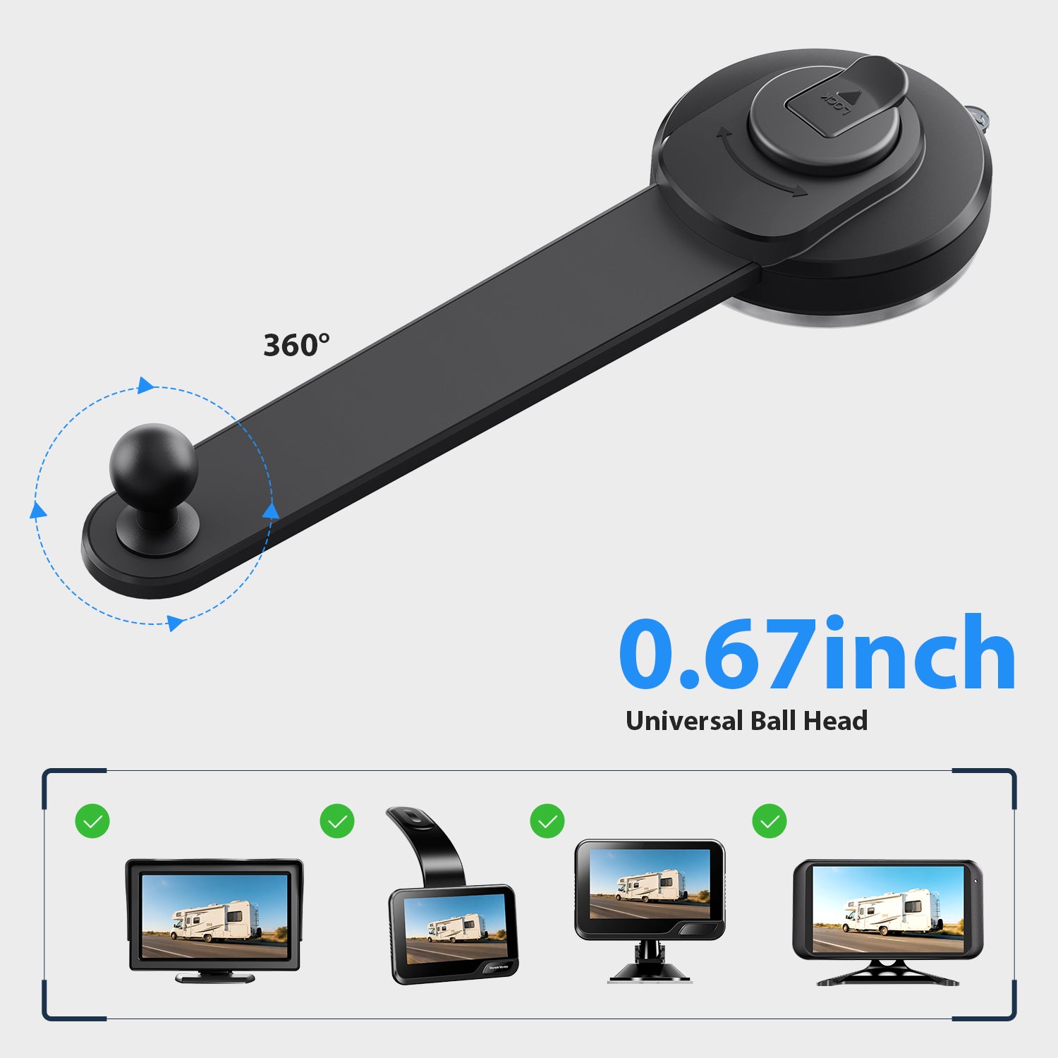 X8 Suction Cup Mount for Backup Camera Monitor