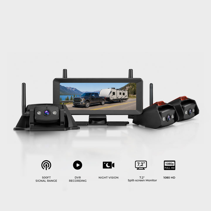WF4 three-channel wireless RV camera system