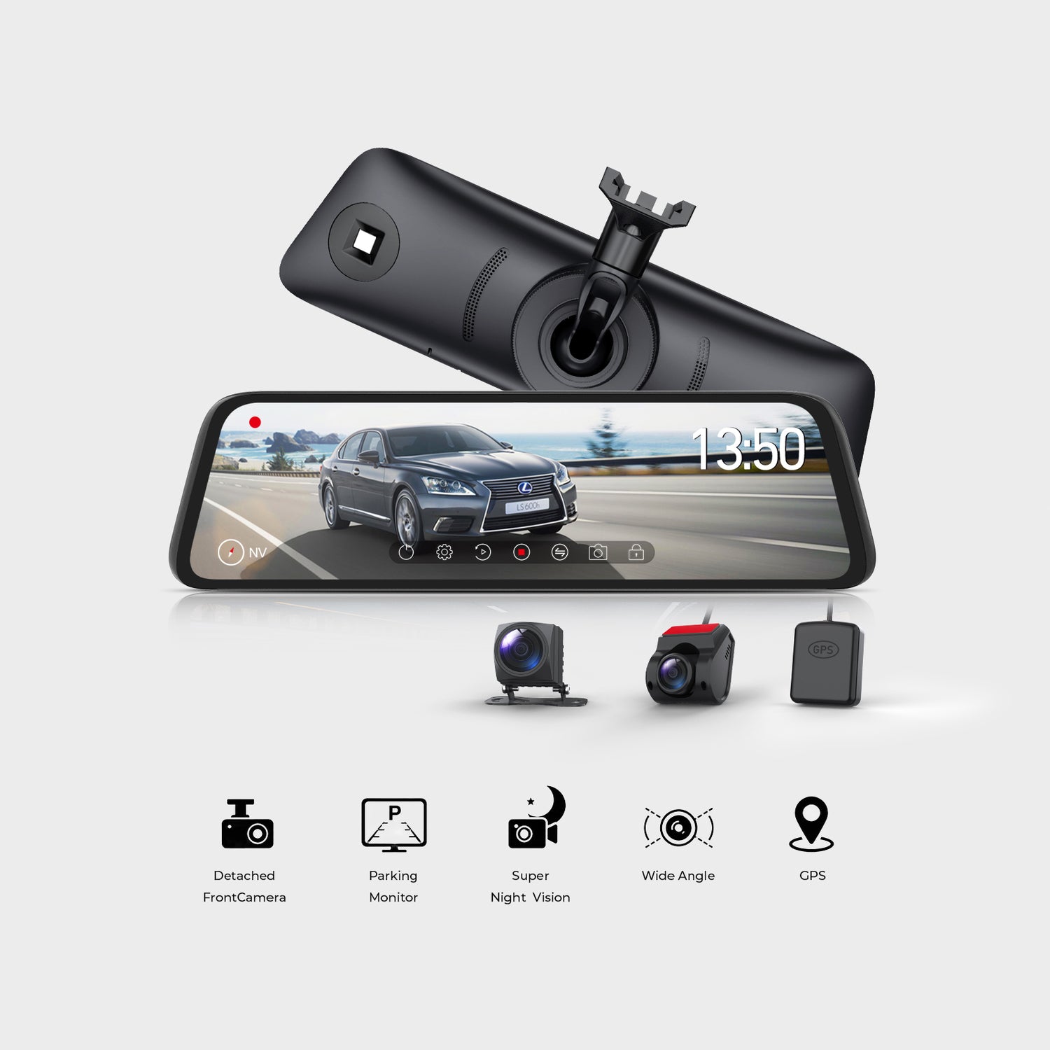 AUTO-VOX T9 Pro Front and Rear Mirror Dash Cam