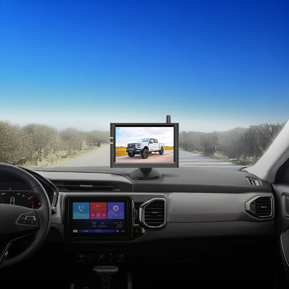 Solar1 Pro 480P Akkubetriebene kabellose Rückfahrkamera mit 5-Zoll-Monitor für Wohnmobile