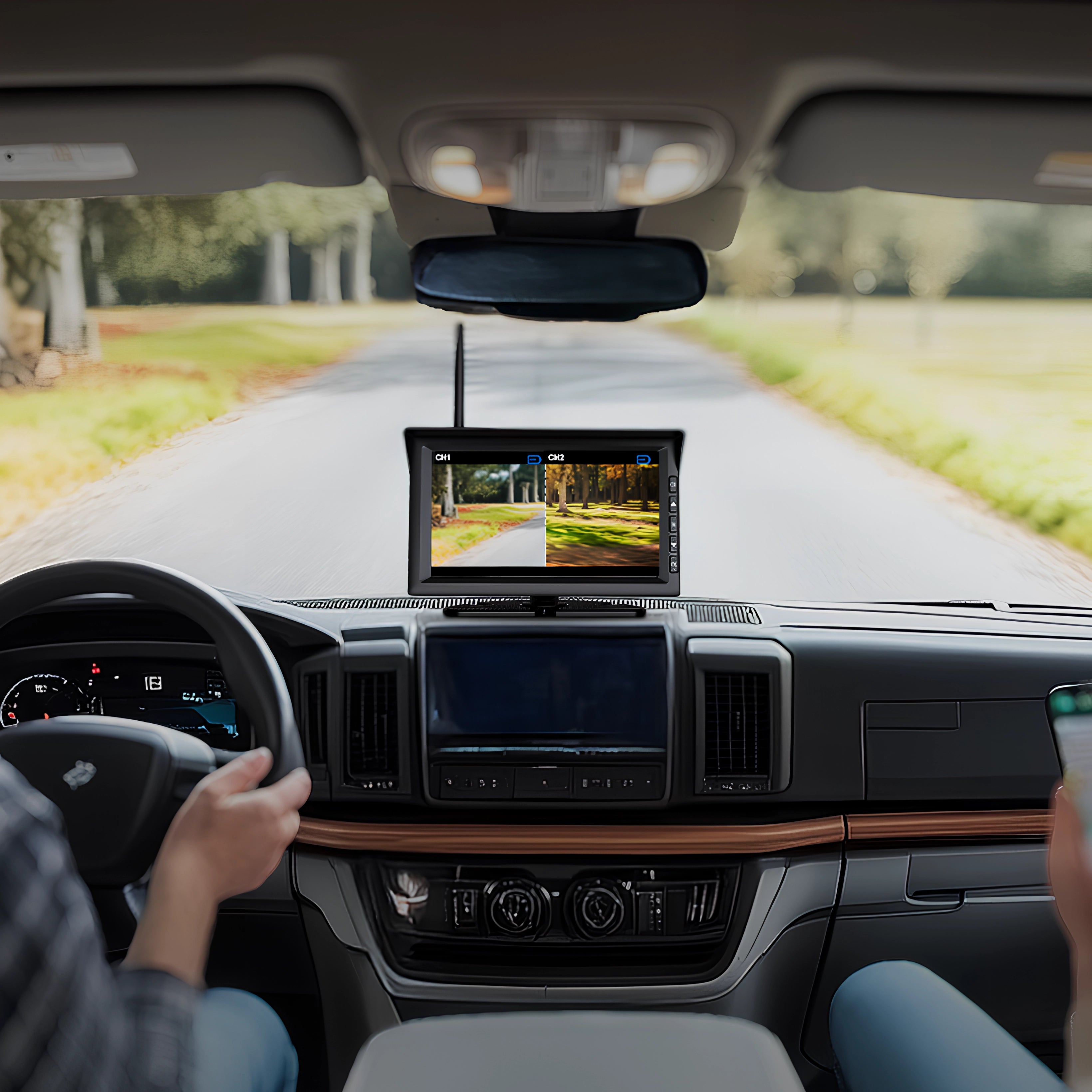 Solar3C Dual Backup Camera Kit with Monitor – 2 Wireless Cameras for RV/Trailer